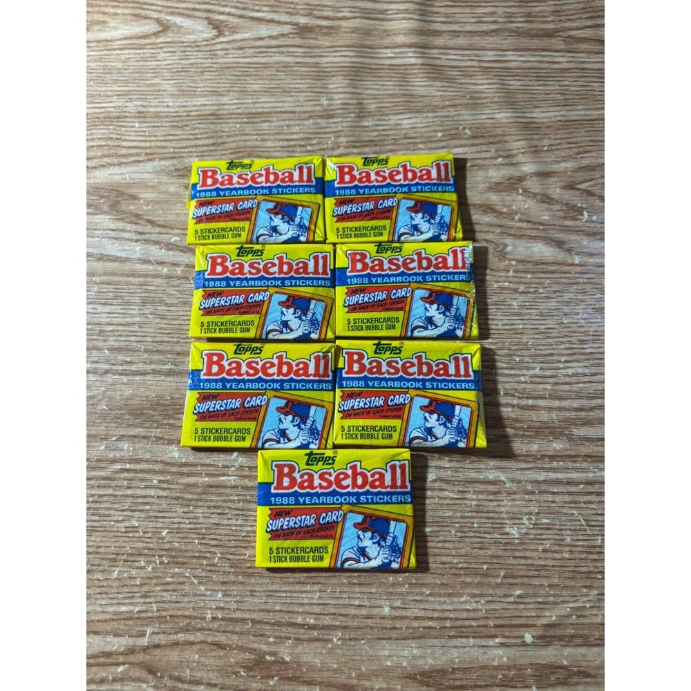 1988 Topps Baseball Yearbook Stickers Wax Pack Lot 7 Unopened Old Don't Eat